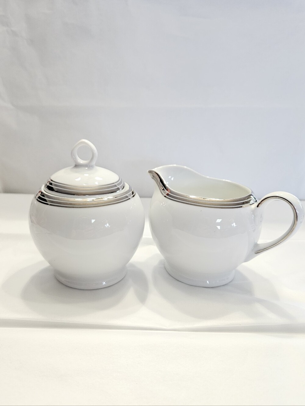 "Paramount Platinum" Cream & Covered Sugar Bowl by Royal Doulton.